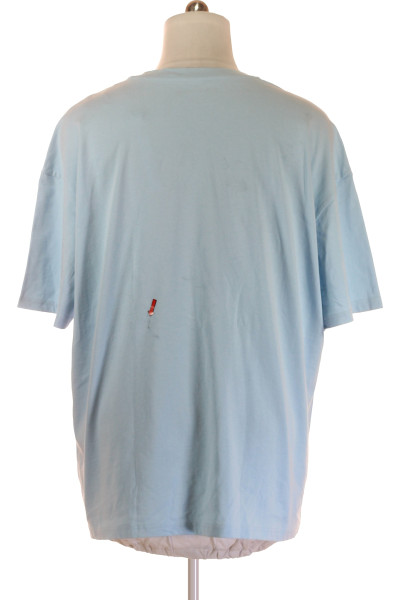 REVIEW Bavlněné Pánské Basic Tričko Pastelově Modré Casual