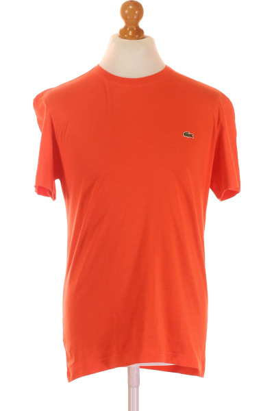 Bavlněné Pánské Tričko LACOSTE Slim Fit Oranžové Pro Volný Čas
