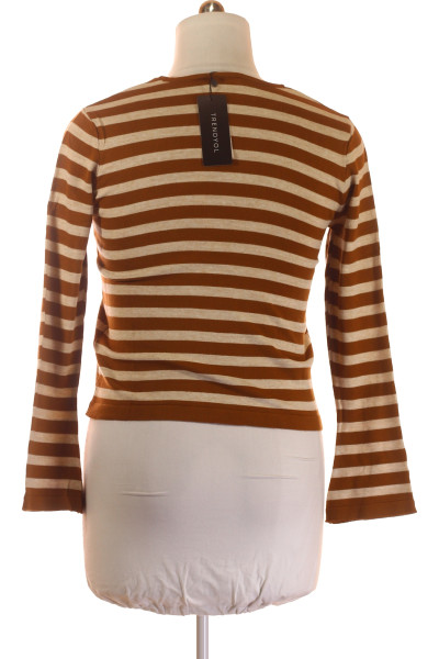Dámský pruhovaný pulovr s V-výstřihem TRENDYOL, akrylový, podzimní styl