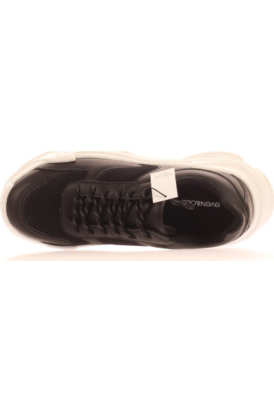 Chunky Černé Koženkové Sneakers s Platformou pro Volný Čas