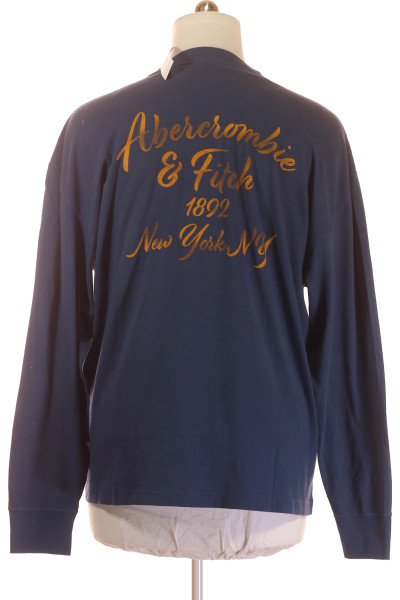 Abercrombie & Fitch dlouhý rukáv tmavě modré bavlněné tričko pánské
