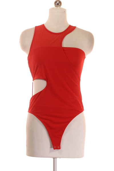 Bershka Červené Asymetrické Body S Výstřihy, Elastický Polyester