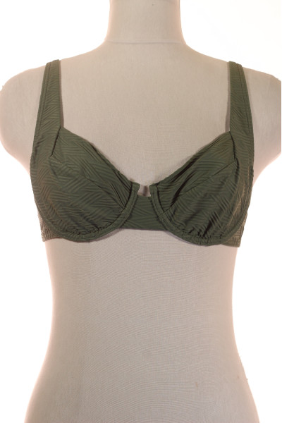 Elegantní Dámský Plavkový Top Texturovaný Vzor Khaki Zelená