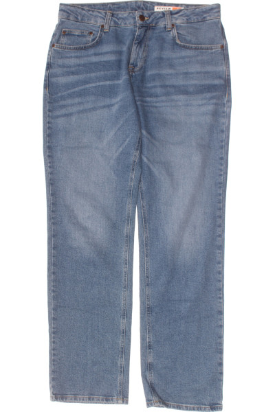 Pánské denimové rovné džíny REVIEW, středně modré, elastické