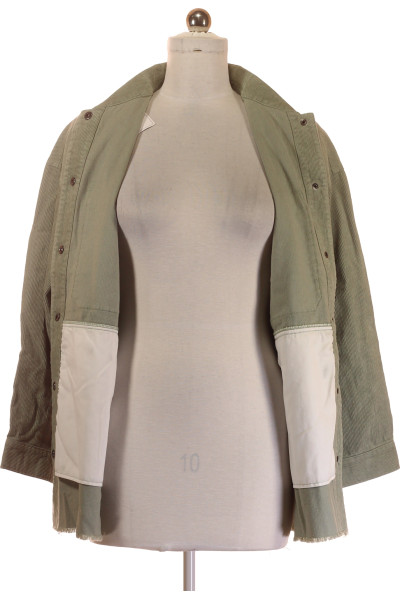 Pohodlná khaki jarní bunda s texturou, volný střih, módní design
