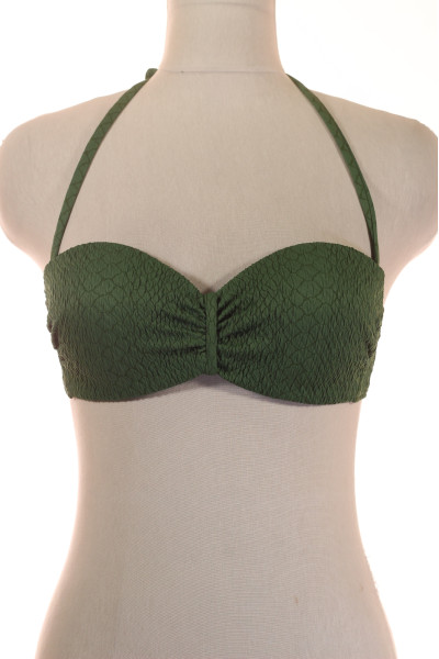 Letní Trendy Bandeau Bikini Top Zelený S Texturovaným Vzorem