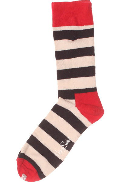 Pruhované Kotníkové Ponožky Happy Socks V Černo-Bílo-Červeném Stylu