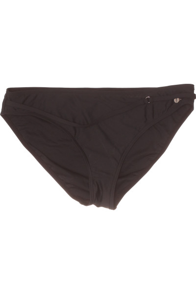 Elegantní černé Bikini Kalhotky S Kovovými Detaily, Plážový Styl