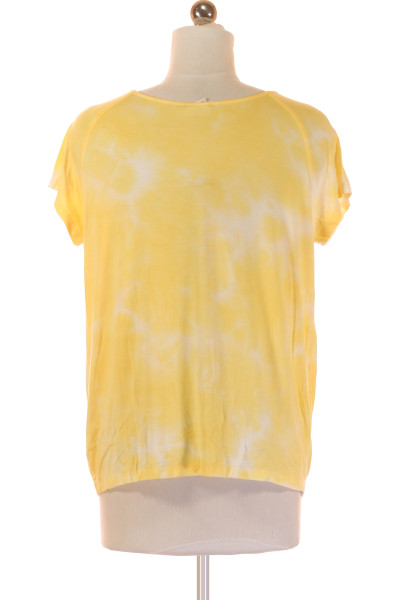 LAST Lehké Letní Tričko s Uzlem Žluté Batikované Volné Střih Casual