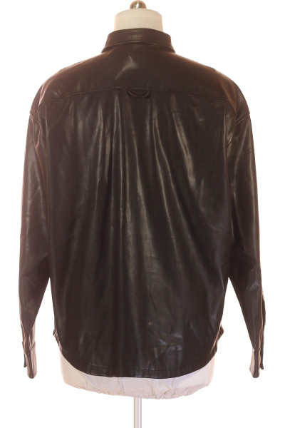 Krátký pánský kabát REVIEW v koženém stylu, černý, volnočasové nošení