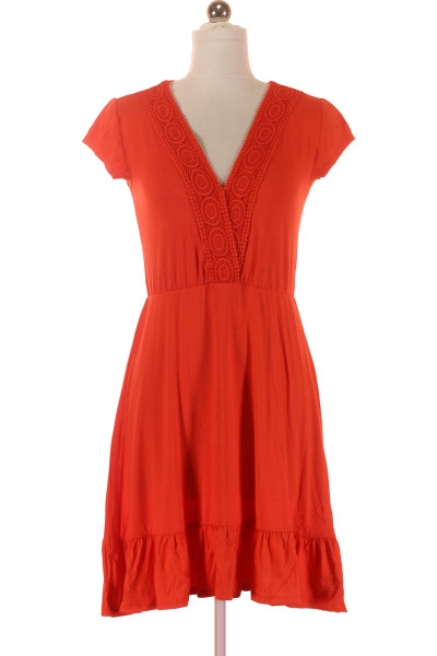Letní šaty Melrose S Ozdobným Výstřihem, červené, Volný Střih