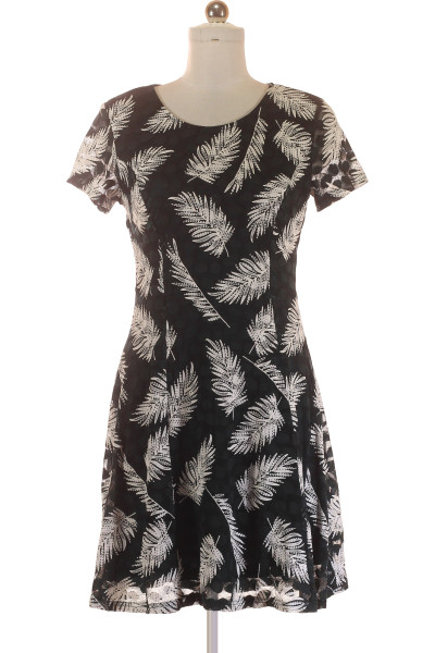Letní šaty APRICOT S Potiskem Listů, černo-bílé, Volný Střih