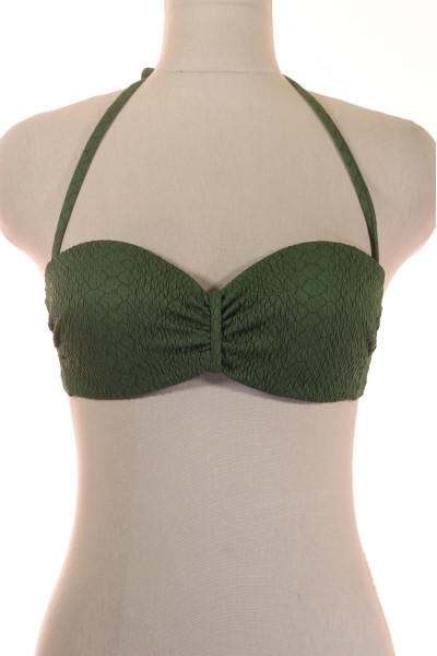 Zelený Bandeau Bikini Top S Texturovaným Vzorem Pro Letní Dovolenou