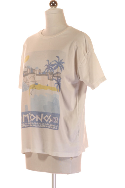 Bavlněné tričko PULL&BEAR s potiskem Mykonos pro volný čas