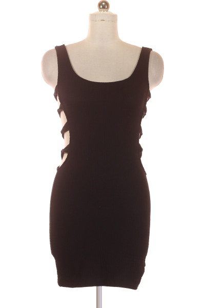 Asymetrické šaty S Výstřihy černé Trendy Úpletový Design Elegantní Sexy