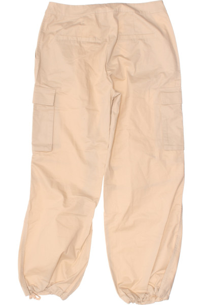 Bavlněné kapsáčové kalhoty na volný čas v béžovém odstínu