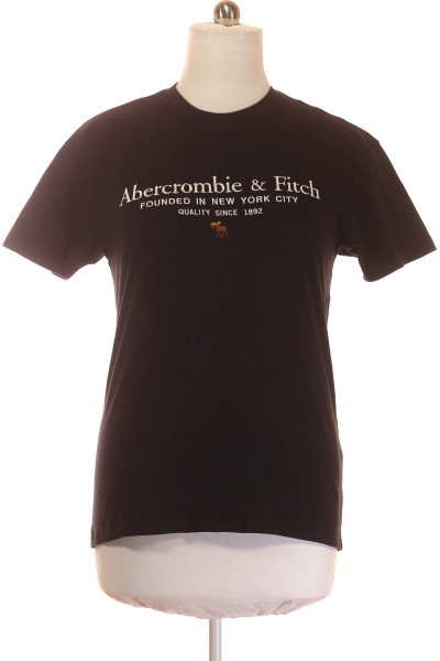 Abercrombie & Fitch Černé Pánské Tričko S Logem, 100% Bavlna, Casual