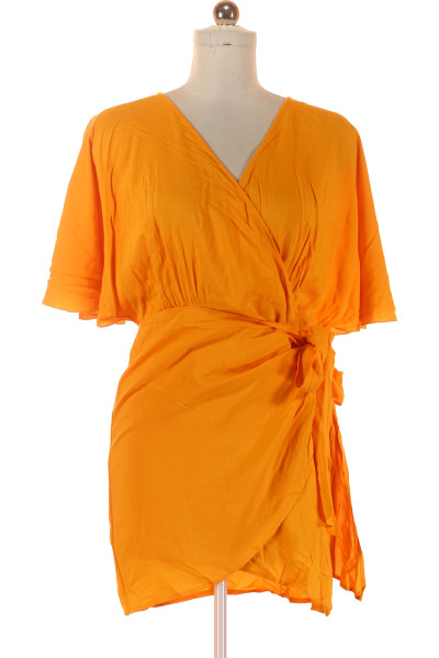 Páskové šaty Lascana V Oranžové Barvě Se Zavinovacím Efektem