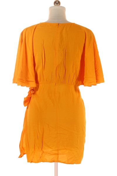 Páskové šaty Lascana v oranžové barvě se zavinovacím efektem