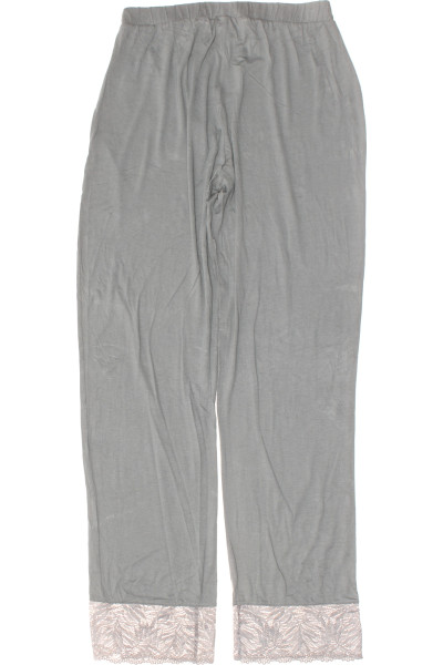 Pohodlné šedé pyžamové kalhoty Lascana s krajkou