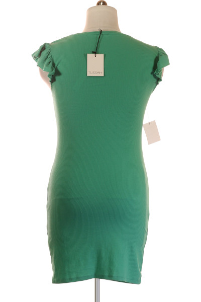 Šaty JACQUELINE DE YONG s volánky zelené, elastické, letní