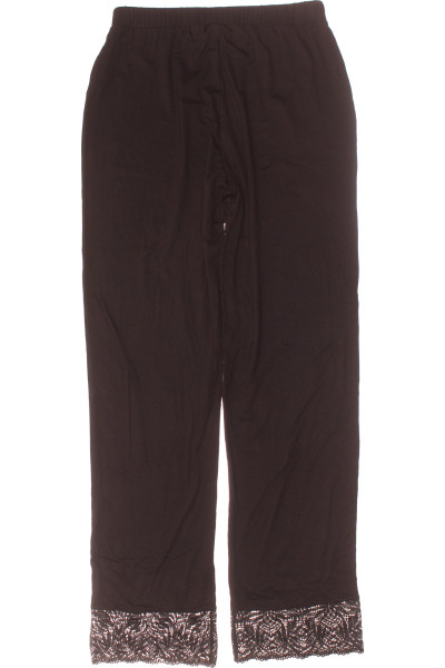Dámské noční kalhoty Lascana s krajkovým lemem, černé, pohodlné