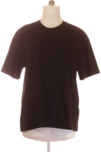 Bavlněné Jednoduché Tričko Bershka V Čokoládové Barvě S Krátkým Rukávem