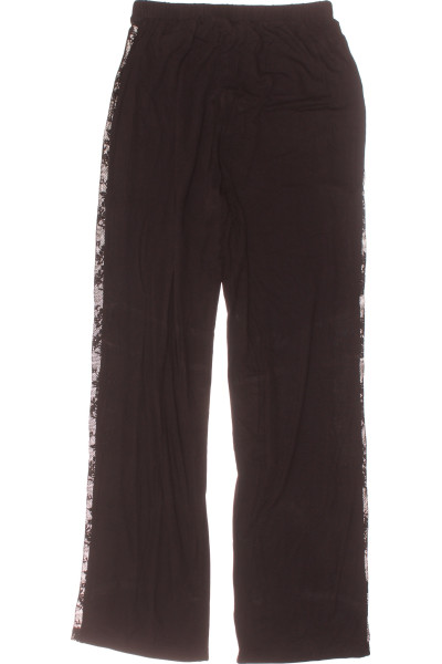 Lascana Dámské Pyžamové Kalhoty s Čipkou Černé Pohodlné
