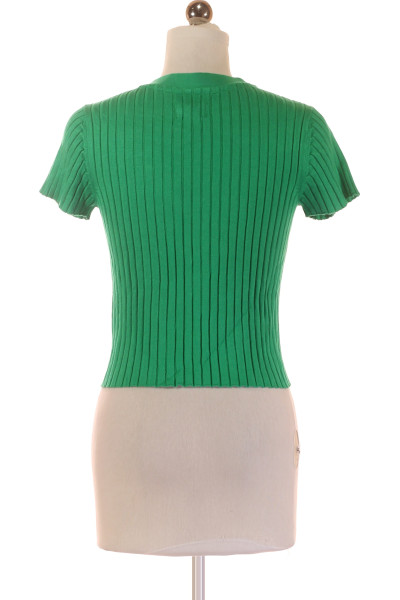 Pletený svetřík s krátkým rukávem AJC v zelené barvě s knoflíky