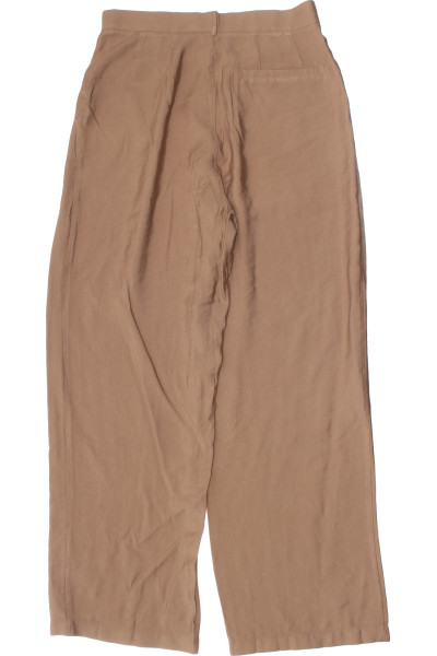 Pohodlné rovné viskózové kalhoty s vysokým pasem na podzim