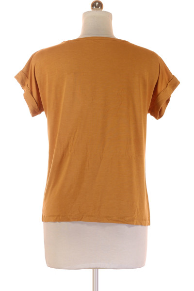 Stylové T-Shirt s Volánky, Módní Mustard, Casual pro Každodenní Nošení
