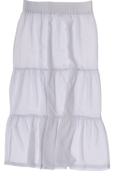 Maxi sukně Lascana v bílé barvě se zvlněným lemem, lehká na léto