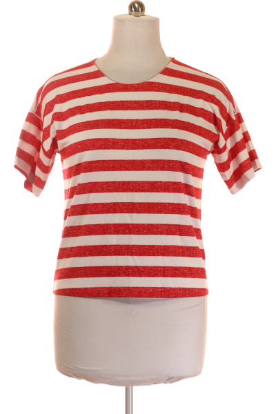 Módní Pruhované Tričko S Krátkým Rukávem V červenobílé Kombinaci