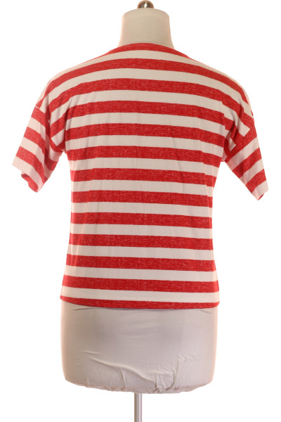 Módní pruhované tričko s krátkým rukávem v červenobílé kombinaci