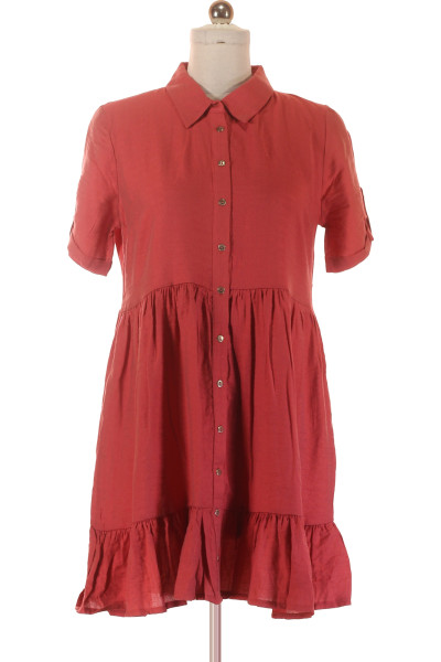 Košilové šaty S Volánem Trendyol, červená, Lehký Materiál, Letní Styl