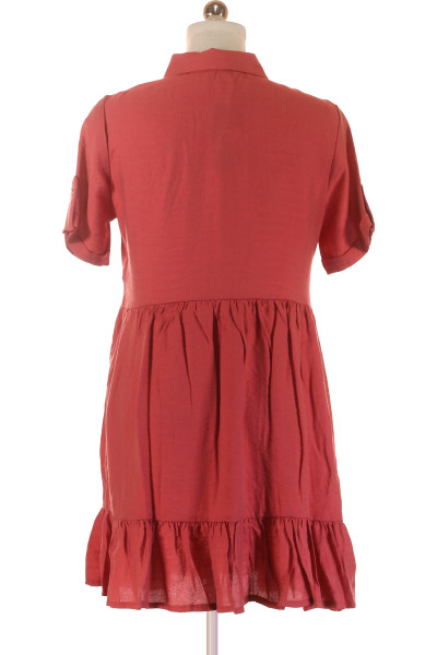 Košilové šaty s volánem Trendyol, červená, lehký materiál, letní styl