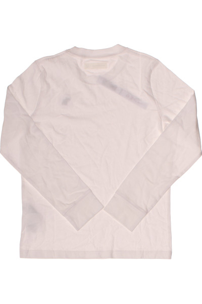 Dívčí bavlněné tričko Abercrombie & Fitch s dlouhým rukávem, bílé