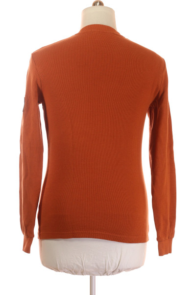 Pánský bavlněný pulovr Calvin Klein ve stylu slim fit, oranžový