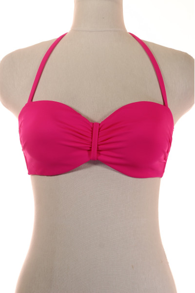 Růžový Bandeau Bikini Top Střih S Mašlí Pro Letní Pobyt U Vody