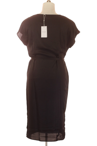 Tričkové šaty VILA s vázáním v pase, černá, univerzální střih