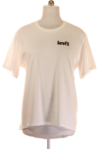 LEVIS Pánské Bílé Bavlněné Tričko, Jednoduchý Střih, Na Léto