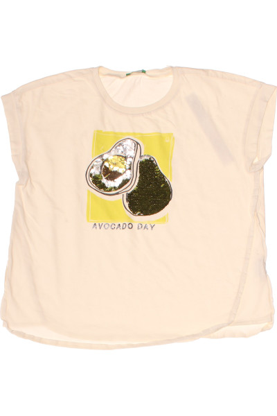 Bavlněné tričko BENETTON s potiskem avokáda, trendy střih, léto