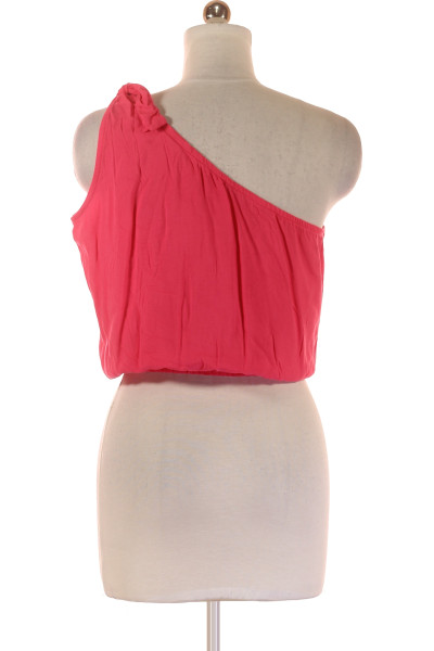 Letní asymetrické tílko růžové volné styl lehké na jedno rameno