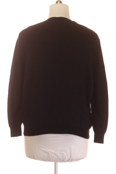 Dámský vlněný pulovr MANGO černý s V-výstřihem pohodlný střih