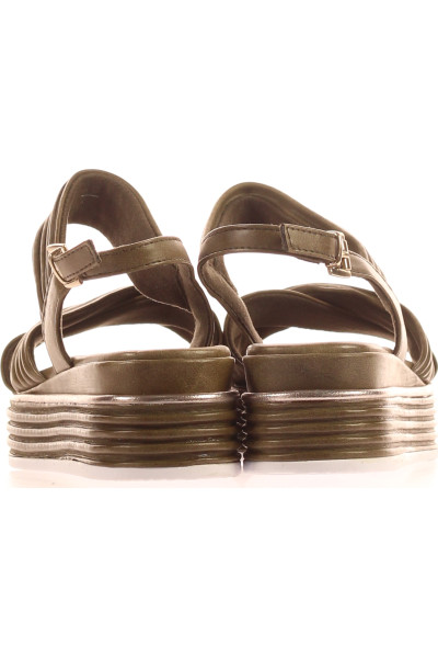 Koženkové platformové sandály MARCO TOZZI v olivové barvě, letní