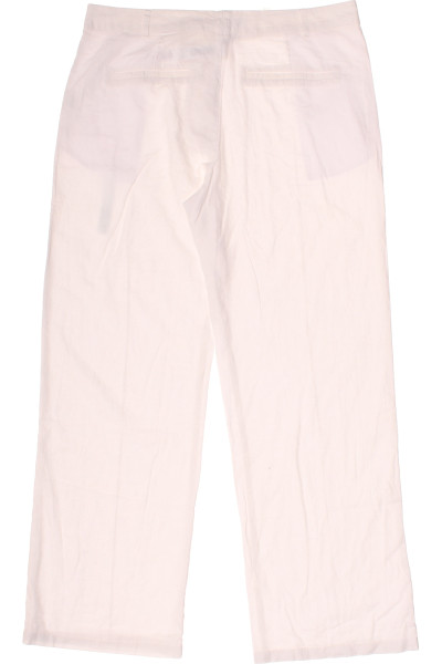 Lněné PULL&BEAR letní široké kalhoty pro volný čas, světlé