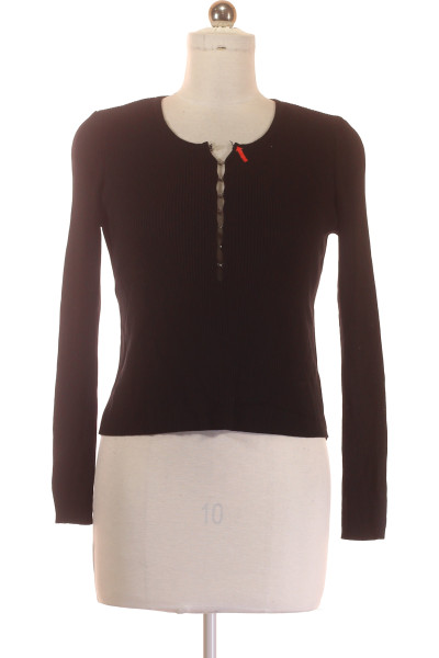 Pohodlný viskózový dámský pulovr s dlouhým rukávem a knoflíky