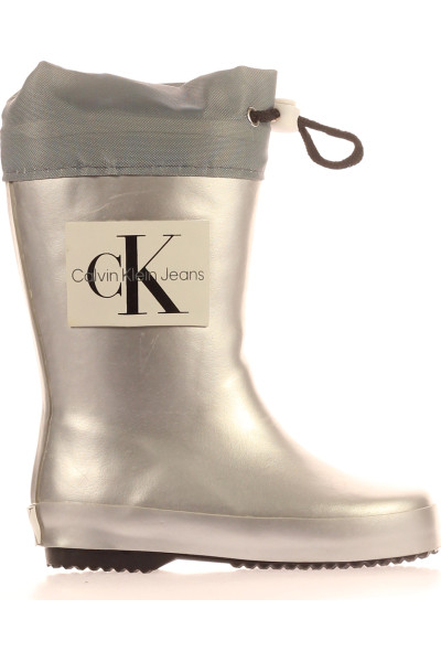 Dívčí Holínky Calvin Klein Stříbrné Módní PVC Na Podzim