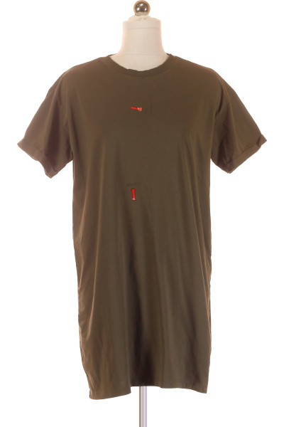 Tričkové šaty PIECES 100% Bavlna Jednobarevné Khaki Pohodlný Střih
