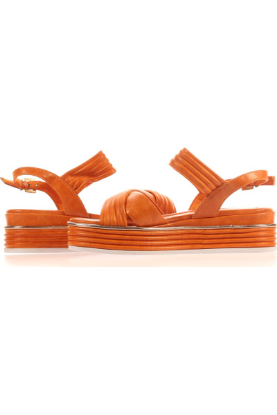 MARCO TOZZI Koženkové Platformové Sandály Letní Oranžové